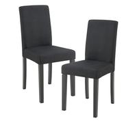 [en.casa] Conjunto de 2 Sillas de Comedor Hamburg Set de 2 Sillas de Cocina Elegantes y Acolchadas con Respaldo Alto Madera Tela 89 x 43 x 54 cm - Negro