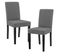 [en.casa] Conjunto de 2 Sillas de Comedor Hamburg Set de 2 Sillas de Cocina Elegantes y Acolchadas con Respaldo Alto Madera Tela 89 x 43 x 54 cm - Gris Oscuro