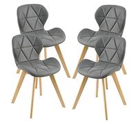 [en.casa] Conjunto de 4 Sillas de Comedor Älmhult Set de 4 Sillas de Cocina Elegantes y Acolchadas con Respaldo Madera Cuero sintético 78 x 47 x 52 cm - Gris