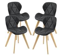 [en.casa] Conjunto de 4 Sillas de Comedor Älmhult Set de 4 Sillas de Cocina Elegantes y Acolchadas con Respaldo Madera Cuero sintético 78 x 47 x 52 cm - Negro