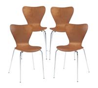 Conjunto de 4 sillas de comedor essunga - efecto nogal [en.casa]