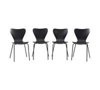 [en.casa] Conjunto de 4 Sillas de Comedor Essunga Set de 4 Asientos de Estilo Escandinavo para Comedor Sala de Estar Madera de Abedul y Metal 80 x 48 x 45,5 cm - Negro