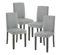 [en.casa] Conjunto de 4 Sillas de Comedor Hamburg Set de 4 Sillas de Cocina Elegantes y Acolchadas con Respaldo Alto Madera Tela 89 x 43 x 54 cm - Gris Claro