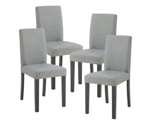 [en.casa] Conjunto de 4 Sillas de Comedor Hamburg Set de 4 Sillas de Cocina Elegantes y Acolchadas con Respaldo Alto Madera Tela 89 x 43 x 54 cm - Gris Claro