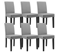 [en.casa] Conjunto de 6 Sillas de Comedor Hamburg Set de 6 Sillas de Cocina Elegantes y Acolchadas con Respaldo Alto Madera Cuero sintético 89 x 43 x 54 cm - Gris Claro