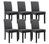 [en.casa] Conjunto de 6 Sillas de Comedor Hamburg Set de 6 Sillas de Cocina Elegantes y Acolchadas con Respaldo Alto Madera Cuero sintético 89 x 43 x 54 cm - Gris Oscuro
