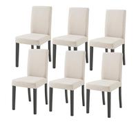 [en.casa] Conjunto de 6 Sillas de Comedor Hamburg Set de 6 Sillas de Cocina Elegantes y Acolchadas con Respaldo Alto Madera Tela 89 x 43 x 54 cm - Beige