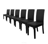 [en.casa] Conjunto de 6 Sillas de Comedor Hamburg Set de 6 Sillas de Cocina Elegantes y Acolchadas con Respaldo Alto Madera Cuero sintético 89 x 43 x 54 cm - Negro