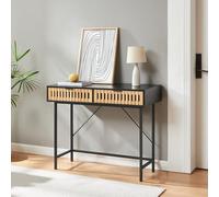 [en.casa] Consola Luniehti con 2 Cajones Uso Versátil Mueble Recibidor Mesa de Entrada Diseño Atractivo Estructura Robusta Estable Bambú MDF Metal 100 x 40 x 75 cm - Negro Natural