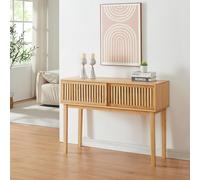 [en.casa] Consola Ypäjä con 2 Puertas Corredoras Versátil Mueble Recibidor Mesa de Entrada con Compartimento Cerrado Diseño Atractivo Bambú 110 x 39 x 81 cm - Natural