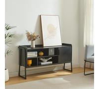 [en.casa] Decorativo Mueble de TV Storfjord Tablero Rectangular Mesa de Tele con 4 Compartimientos Abiertos y 1 Cerrado Aparador con 1 Puerta Aglomerado/Metal 120x34x63cm - Negro