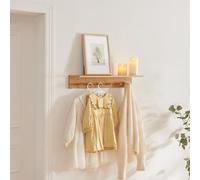 [en.casa] Diseño Elegante Perchero de Pared con 6 Ganchos y 1 Estante Ideal para Recibidor Oficina Dormitorio Orden y Estilo Bambú 59 x 17 x 10 cm - Natural
