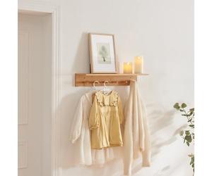 [en.casa] Diseño Elegante Perchero de Pared con 6 Ganchos y 1 Estante Ideal para Recibidor Oficina Dormitorio Orden y Estilo Bambú 59 x 17 x 10 cm - Natural