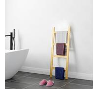 [en.casa] Escalera Toallero con 4 Peldaños Accesorios Baño Estantería de 4 Niveles para Colgar Toallas Ropa Paños de Cocina de Pino 120 x 47 x 2 cm - Natural
