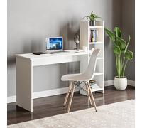 [en.casa] Escritorio Chagtuniejle con Estantería Incorporada de 5 Niveles Práctica Mesa de Ordenador Rectangular (120x45 cm) con 5 Estantes Hogar Oficina Aglomerado 150 x 45 x 120 cm Blanco