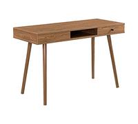 [en.casa] Escritorio con Cajón 1 Compartimiento Mesa de Ordenador para Oficina Estudios 74 x 115 x 48 cm Aglomerado/Metal Efecto Madera Tono Oscuro