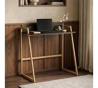 [en.casa] Escritorio Kuomi con Panel Trasero 84x73x47cm Beige/Gris Oscuro