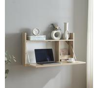 [en.casa] Escritorio Mural Plegable Rautalampi con 2 Compartimentos y Estante Mesa Plegable de Pared para Espacios Pequeños de Trabajo Estudio 83 x 48 x 15 cm - Efecto Roble