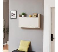 Escritorio mural con tablero plegable y estante rautalampi - beige [en.casa]