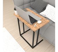 [en.casa] Escritorio para Portátil Mesa Auxiliar Mesilla de Noche para Salón Angosto Práctico Aglomerado/Metal 66 x 60 x 36 cm Roble Negro