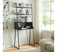 [en.casa] Escritorio Storfjord con Estantería Escalonada Alta Visibilidad Mesa Ordenador Rectangular con 2 Revisteros Oficina Estudio Despacho Aglomerado/Metal 184x80x40 cm - Negro
