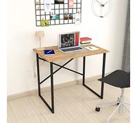 [en.casa] Escritorio Tjeldsund Mesa de Ordenador Estudio Trabajo para Oficina Tablero Rectangular Aglomerado Estructura Metálica 74 x 90 x 60 cm - Roble/Antracita