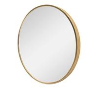 [en.casa] Espejo de Pared Decoración de Baño Pasillo Elegante con Gancho Redondo Aluminio Ø 60 cm Dorado