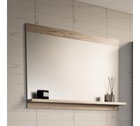 [en.casa] Espejo de Pared Krildihana Espejo de Baño Rectangular con Estante Instalación Mural Cuarto de Baño 60 x 50 x 12 cm - Efecto Roble