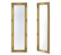 [en.casa] Espejo de Pared Livorno Cuerpo Entero 132 x 42 x 3,5 cm - Dorado | Rectangular estilo barroco decoración de salón recibidor dormitorio marco de madera de eucalipto vertical horizontal