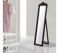 [en.casa] Espejo de Pie Cuerpo Entero Arezzo Espejo Recibidor Estilo Barroco con Soporte Ajustable Inclinable Rectangular Decoración Salón Dormitorio Marco de Eucalipto 160 x 40 cm - Negro
