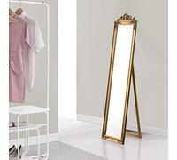 Espejo de pie arezzo - 160x40 cm - inclinable - ajustable - marco eucalipto - dorado [en.casa]
