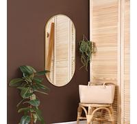 [en.casa] Espejo Pared Ovalado Espejo Decorativo Aspecto Elegante Colgar Vertical/Horizontal de Aluminio Tamaño 40x80cm - Marco Dorado
