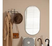 [en.casa] Espejo Pared Ovalado Espejo Decorativo Aspecto Elegante Colgar Vertical/Horizontal de Aluminio Tamaño 40x80cm - Marco Champagne Plateado