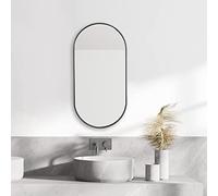 [en.casa] Espejo Pared Ovalado Espejo Decorativo Aspecto Elegante Colgar Vertical/Horizontal de Aluminio Tamaño 40x80cm - Marco Negro Mate