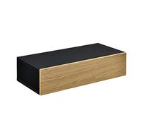[en.casa] Estante de Pared con Compartimento 50 x 24 x 12 cm Mesita de Noche de Pared con cajón para Almacenar Negro y Apariencia de Madera
