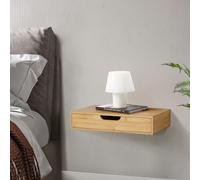 [en.casa] Estante Pared Bokn para Llaves Libros Gafas Lámpara Estantería Mesilla de Noche Mural con Cajón máx. 5 kg Bambú 40 x 24 x 8 cm - Natural