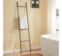[en.casa] Estantería de 4 Niveles para Colgar Toallas Paños de Cocina Escalera Toallero con 4 Peldaños Accesorios Baño de Acero 176x38x2 cm - Negro