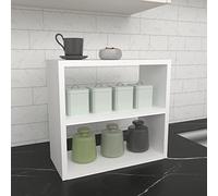 [en.casa] Estantería de Cocina de 2 Niveles para Comedor Sala Mueble de Baño para Cosméticos Aglomerado 40 x 44 x 20 cm Blanco