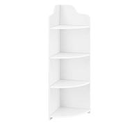 [en.casa] Estantería de Esquina con 4 Estantes Bjurholm 90 x 28 x 28 cm WPC Librería Esquinera con 4 Superficies de Almacenamiento Redondeadas Blanco