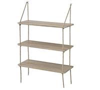 Estantería de pared arensburg con 3 estantes con cuerda - efecto madera - 60 x 24 cm [en.casa] 60 cm