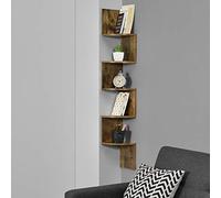 Estantería de pared estilosa - 123 x 19,5 x 19,5 cm - color nuez mate - diseño retro [en.casa]