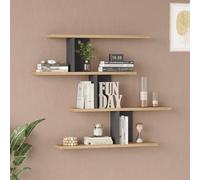 [en.casa] Estantería de Pared Hökkomi con 7 Estantes Estantería Flotante de 4 Niveles para Dormitorio Sala Oficina Instalación Mural 78 x 99 x 15 cm - Antracita/Efecto Madera