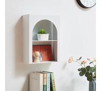 [en.casa] Estantería de Pared Jäller con 2 Compartimentos Abiertos Diseño Arqueado Estante Mural para Salón Dormitorio Entrada Metal 40 x 30 x 13 cm - Blanco
