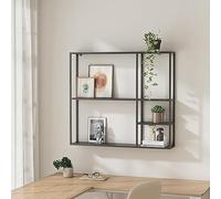 [en.casa] Estantería de Pared Jämijärvi Estante Mural con Varios Compartimentos Abiertos Mueble de Salón Baño Cocina Pasillo Acero Duradero 90 x 100 x 18 cm - Negro Mate
