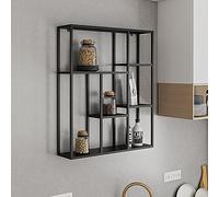[en.casa] Estantería de Pared Jämijärvi Estante Mural con Varios Compartimentos Abiertos Mueble de Salón Baño Cocina Pasillo Acero Duradero 90 x 75 x 18 cm - Negro Mate