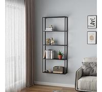 [en.casa] Estantería de Pared Jämijärvi Estante Mural con Varios Compartimentos Abiertos Mueble de Salón Baño Cocina Pasillo Acero Duradero 140 x 60 x 18 cm - Negro Mate
