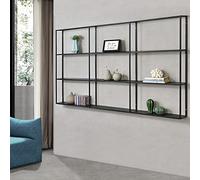 [en.casa] Estantería de Pared Jelsa con 9 Compartimentos Abiertos Estantería Mural de 3 Niveles Salón Dormitorio Oficina Hierro 160 x 18 x 110 cm - Negro