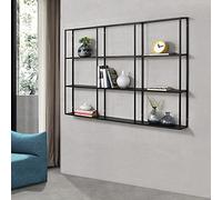 [en.casa] Estantería de Pared Jelsa con 9 Compartimentos Abiertos Estantería Mural de 3 Niveles Salón Dormitorio Oficina Hierro 130 x 18 x 110 cm - Negro