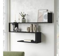 [en.casa] Estantería de Pared Kitee de 3 Niveles Estantes Flotantes Moderna Librería para Salón Oficina Pasillo Decoración Dormitorio Aglomerado 120 x 15 x 72 cm - Negro