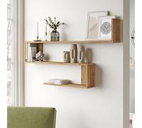 [en.casa] Estantería de Pared Kitee de 3 Niveles Estantes Flotantes Moderna Librería para Salón Oficina Pasillo Decoración Dormitorio Aglomerado 120 x 15 x 72 cm - Efecto Roble Rústico